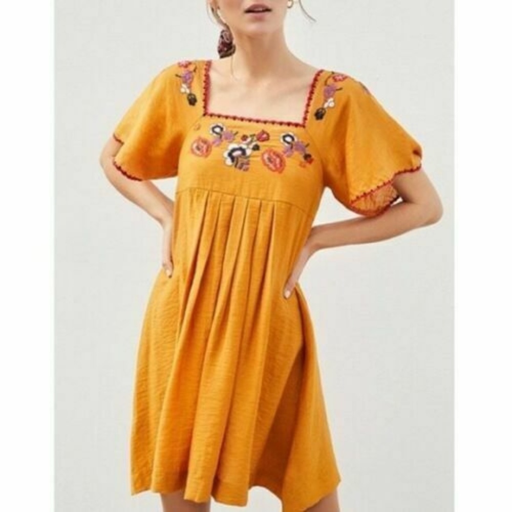 Madewell Embroidered Square Neck Mini Dress XS